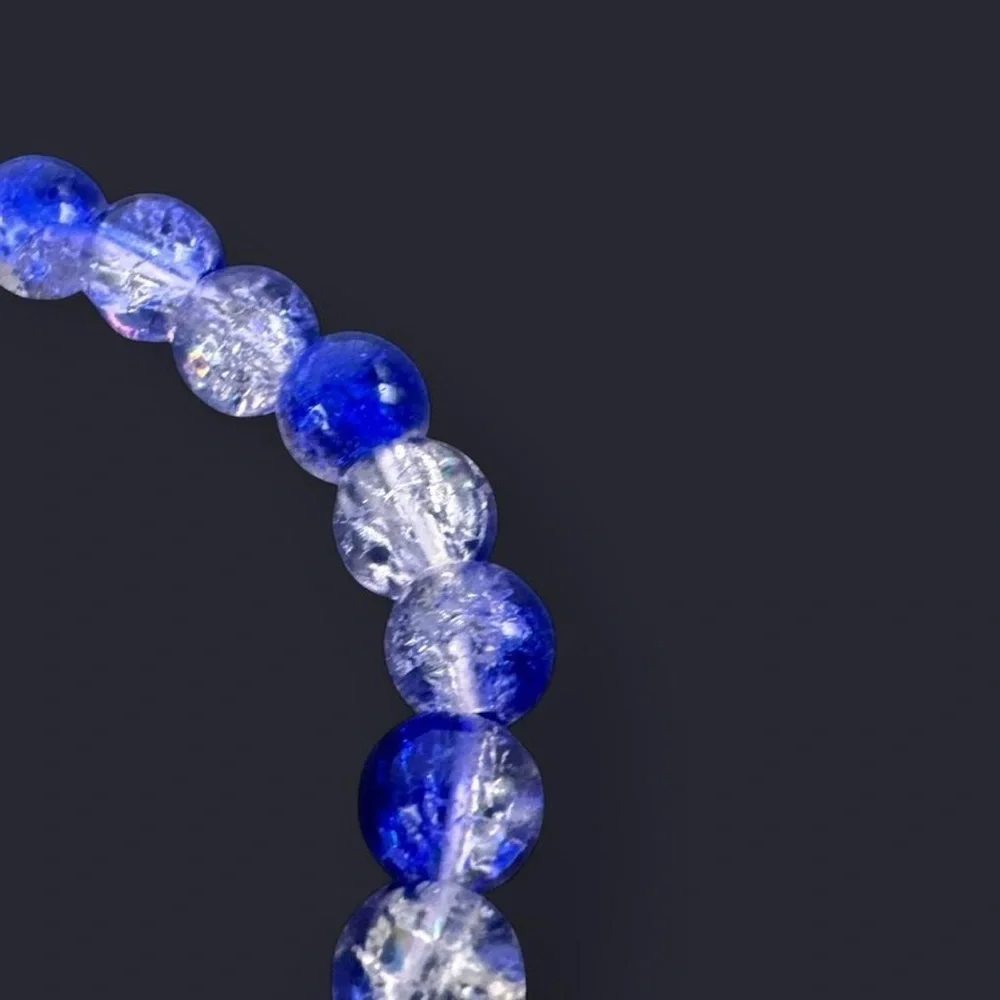 Royal Blue Crackle Glass Bead Bracelet